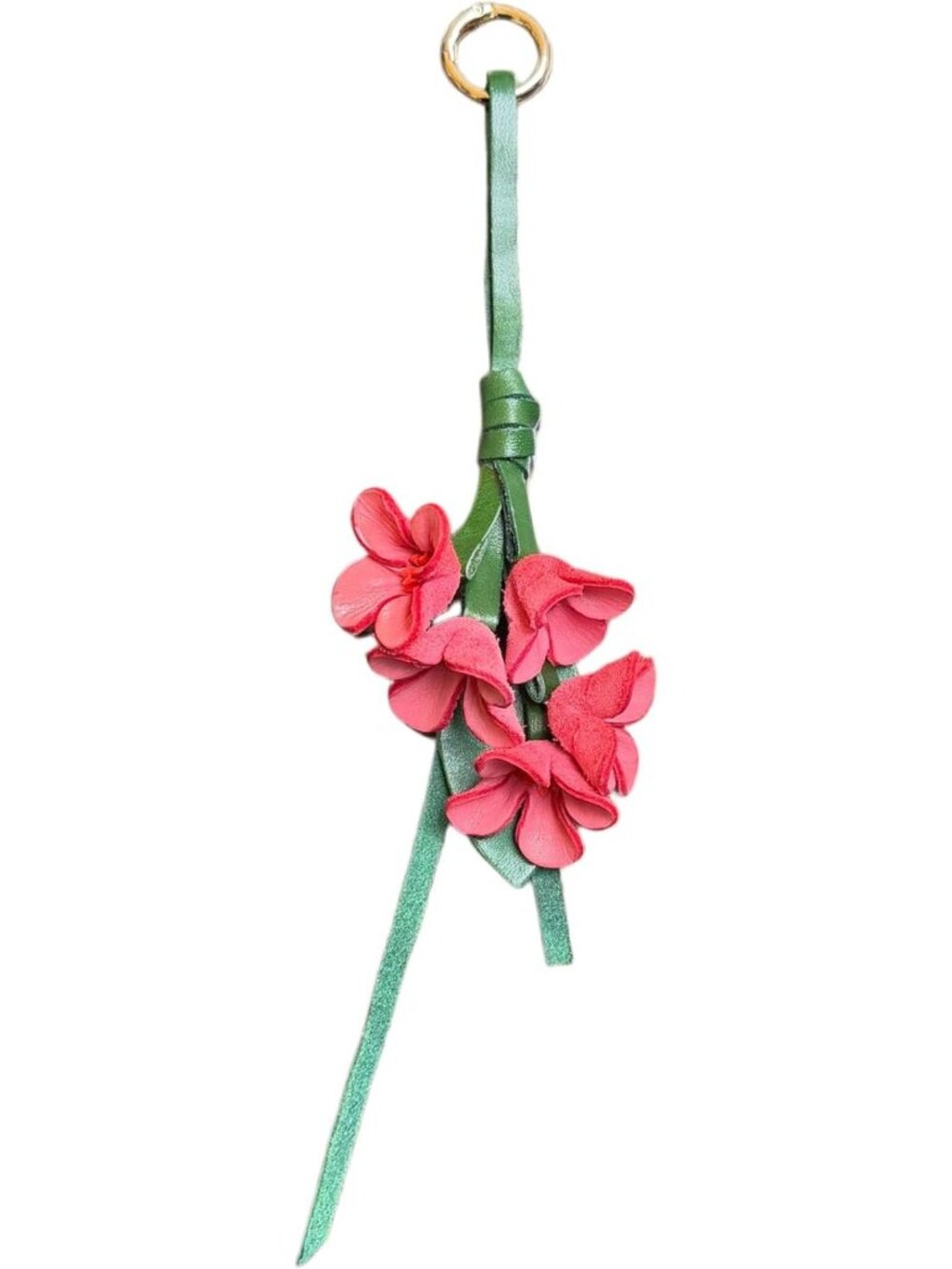 Boho Genuine Leather Flower Keychain | Cute Bag Charm for Handbag & Purse